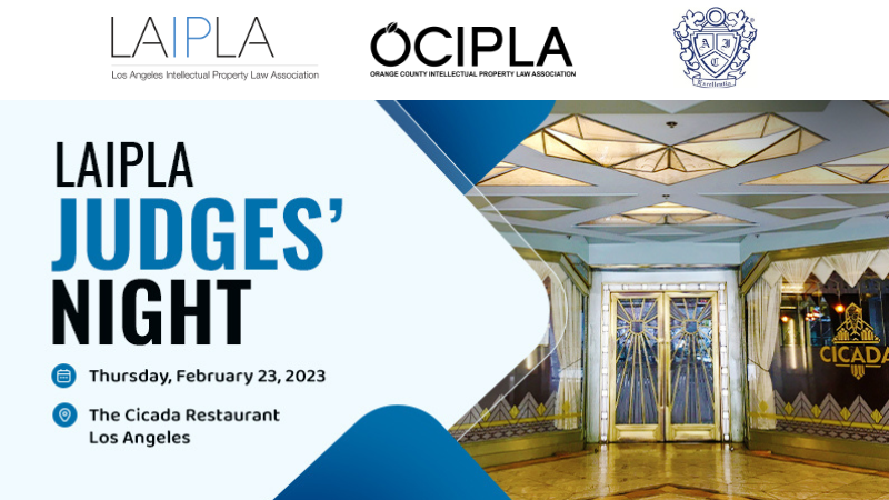 LAIPLA Judges' Night 2023 - Thursday, February 23. The Cicada Restaurant, Los Angeles