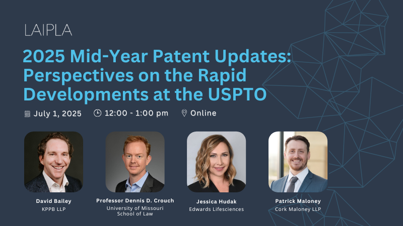 2025 Mid-Year Patent Updates: Perspectives on the Rapid Developments at the USPTO - Tuesday, July 1, 2025, 12:00 - 1:00 PM, Webinar